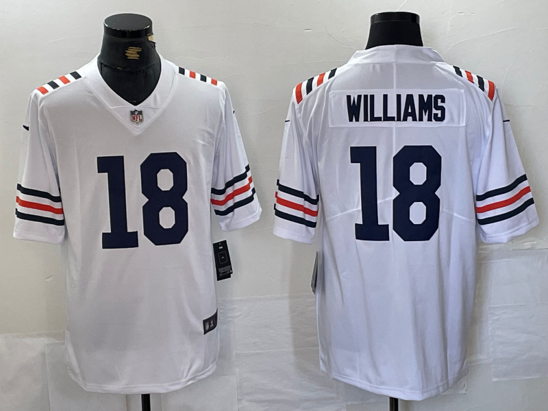 Men's Chicago Bears Caleb Williams #18 White 2024 NFL Draft 2nd Alternate Jersey